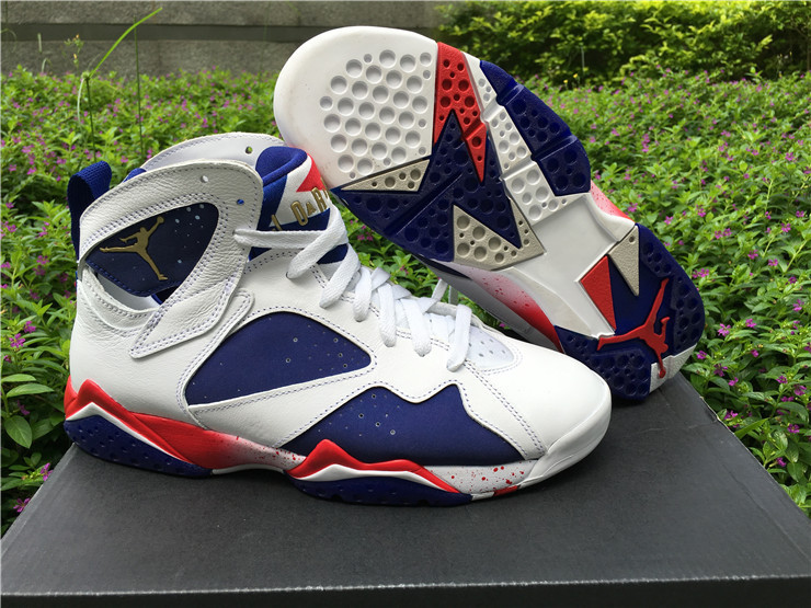 2016 Classic Air Jordan 7 White Dark Blue Shoes